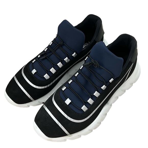 Fendi Men’s Neoprene Printed Blue/White/Silver Slip-On Sneakers - Picture 6 of 10